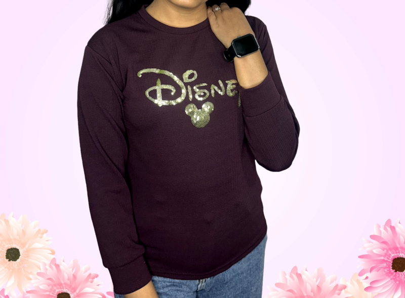 Brown Embroidered Round Neck Sweatshirt - Image 3