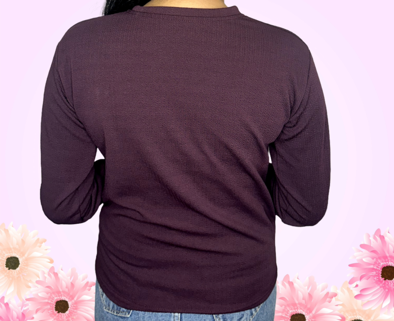 Brown Embroidered Round Neck Sweatshirt - Image 6