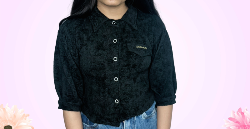 EagleNoir Button-Down Crop Shirt - Image 3