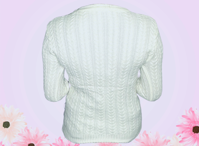 White Viscose Blend Round Neck Sweater - Image 4