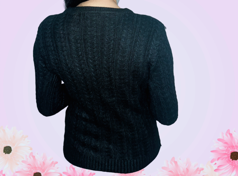 Black Viscose Blend Round Neck Sweater - Image 6