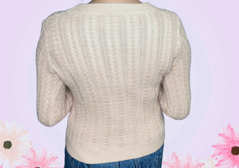 Pale Yellowish-White Viscose Blend Round Neck Sweater - Image 5