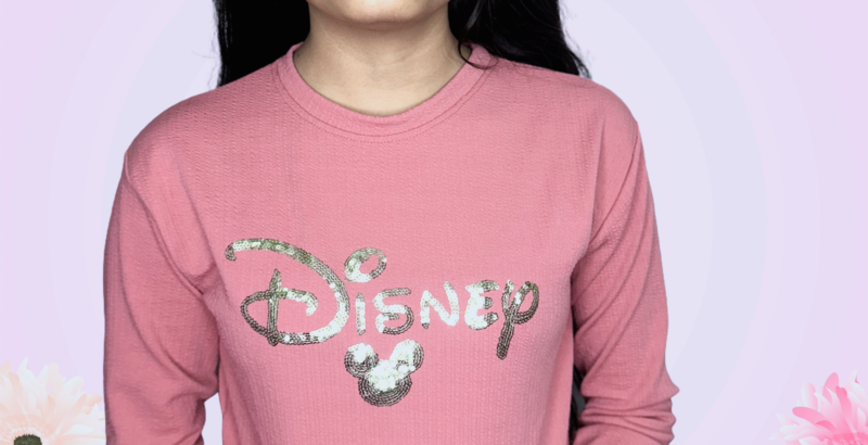 Pink Embroidered Round Neck Sweatshirt - Image 5