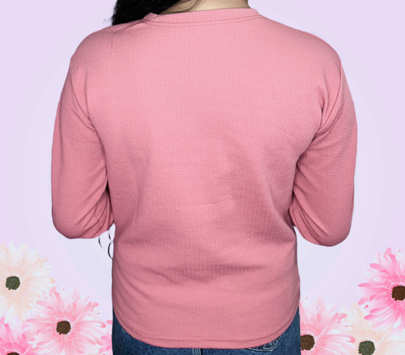 Pink Embroidered Round Neck Sweatshirt - Image 6