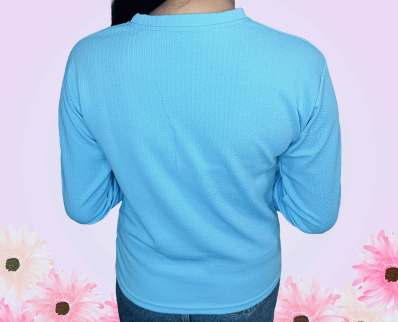 Blue Embroidered Round Neck Sweatshirt - Image 5