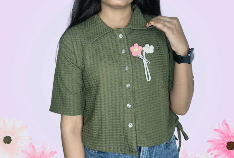 EmeraldEase Spread  Green Collar Shirt - Image 3